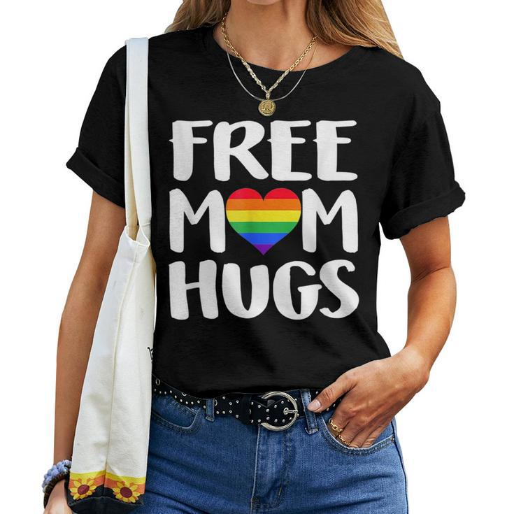 Free Mom Hugs Heart Rainbow Flag Lgbt Pride Month Women T-shirt