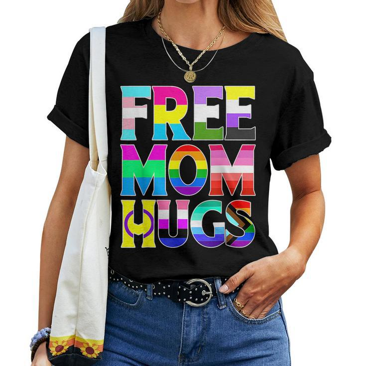 Free Mom Hugs Rainbow Flag Lgbtq Pride Month Cute Trans Women T-shirt
