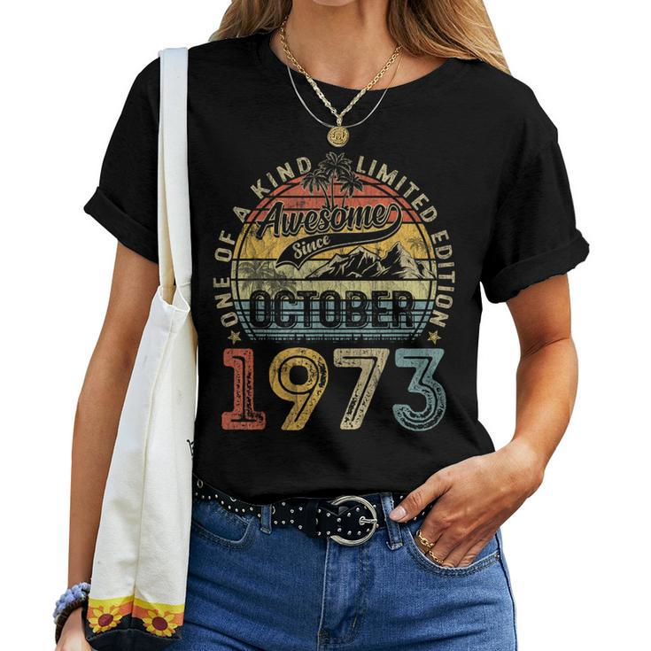 50 Years Old October 1973 Vintage Retro 50Th Birthday Women T-shirt