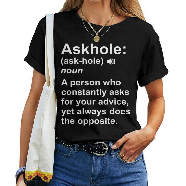 Askhole Definition Dictionary Word Gag Sarcastic Women T-shirt