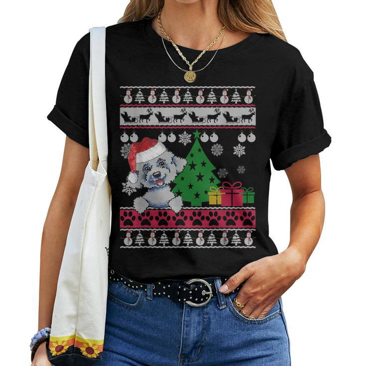 Bichon Frise Christmas Ugly Sweater Dog Lover Xmas Women T-shirt