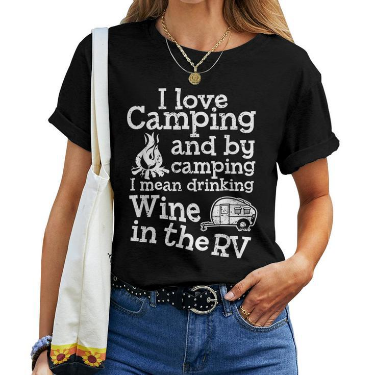 Camping Wine Rv Trailer Camper Vacation Women T-shirt