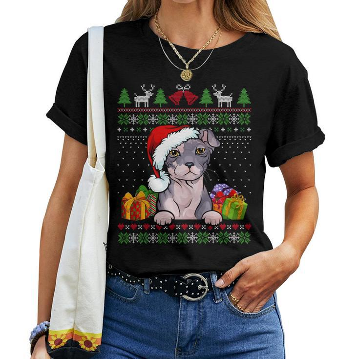Cat Lover Cute Eagean Santa Hat Ugly Christmas Sweater Women T-shirt