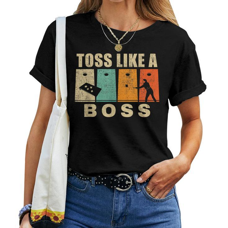Cornhole For Toss Like A Boss Dad Women T-shirt