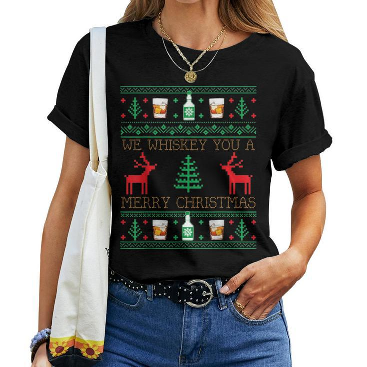 Drinking Whiskey Ugly Christmas Sweaters Women T-shirt