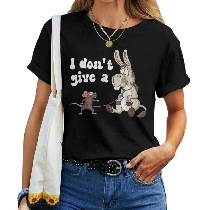Mouse Walking A Donkey I Don't Give Rats ASs Mouse Women T-shirt