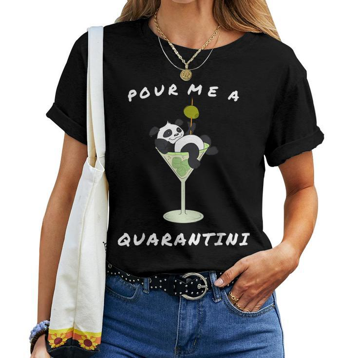 Quarantini Panda Drink Wine In Glass For Girls Women T-shirt