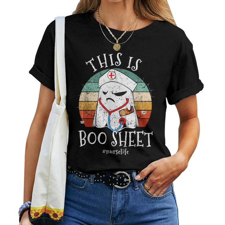 Rn Lpn Icu Er Nurse Halloween Costume Boo Ghost Women T-shirt