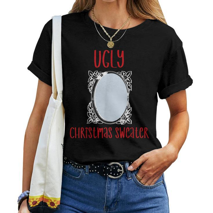 Ugly Christmas Sweater With Mirror Graphic Women T-shirt