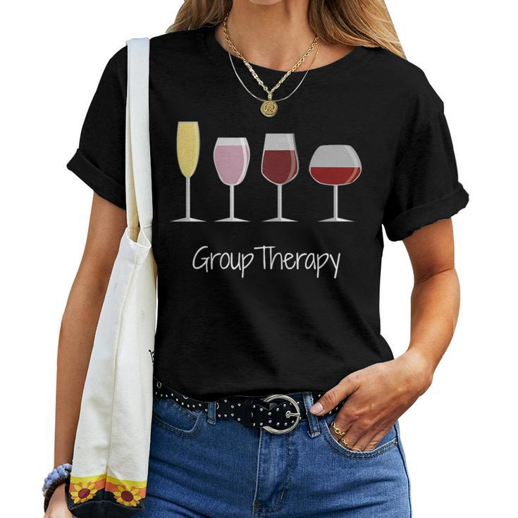 Wine Drinking Group Therapy Women T-shirt