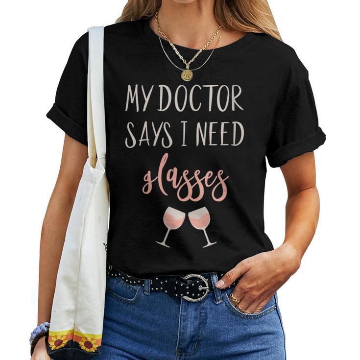 Womens Mixed Drink Martini Lover Tee My Doctor Says I Need Glasses