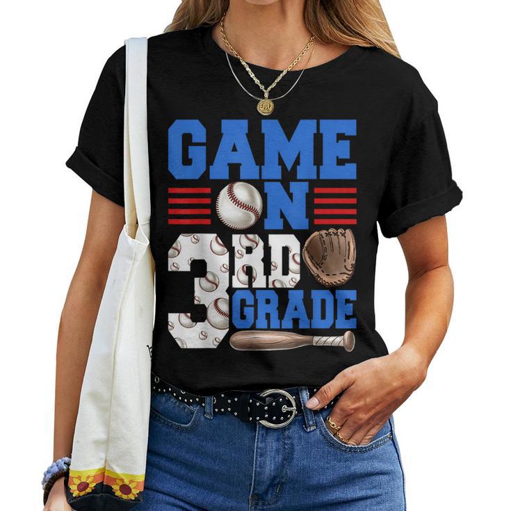 Game On 3Rd Grade With Baseball Player First Day Of School Women T-shirt