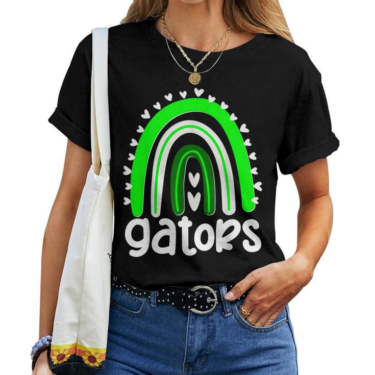 Gators School Hearts Rainbow Gator Sports Spirit Team Women T-shirt