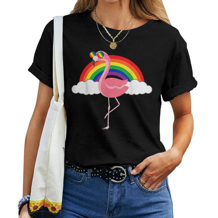 Gay Flamingo Rainbow Pride Flag Lgbtq Cool Lgbt Ally Women T-shirt Crewneck
