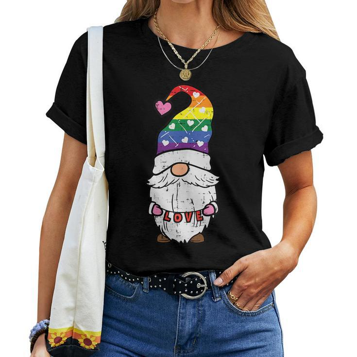 Gay Pride Gnome Love Rainbow Flag Lgbt Ally Women Men Kids Women T-shirt