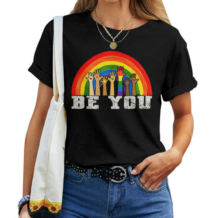 Be You Gay Pride Lgbt Ally Rainbow Vintage Pride Lgbtq Women T-shirt