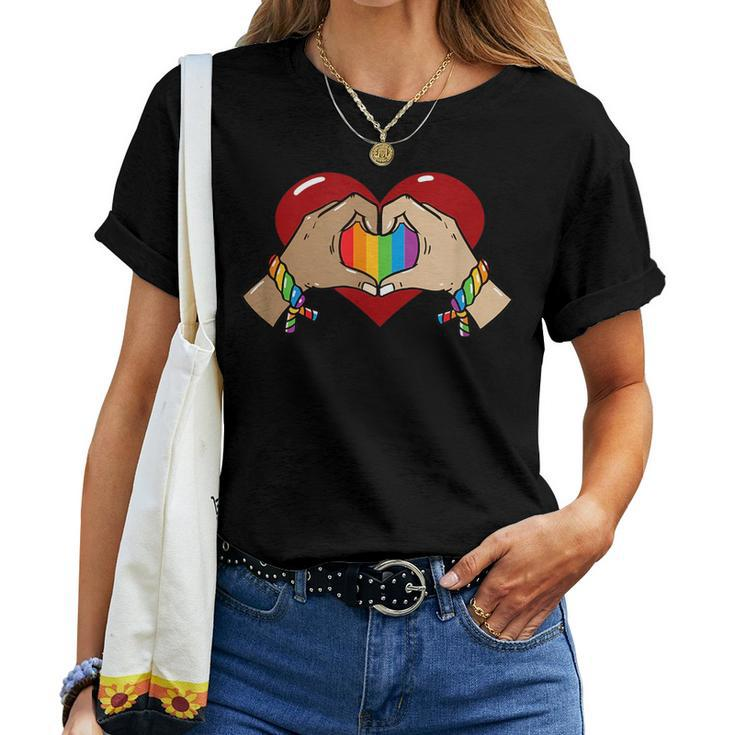 Gay Pride Lgbt Rainbow Flag Heart Unity Women T-shirt