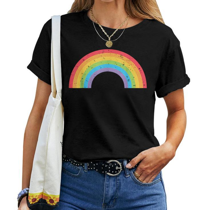 Gay Pride Vintage Rainbow Lgbtq  Women T-shirt Crewneck Short Sleeve Graphic