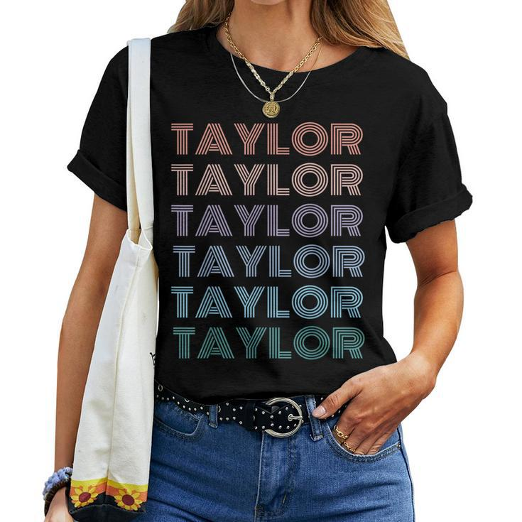 Girl Retro Groovy Taylor First Name Personalized Birthday Women T-shirt
