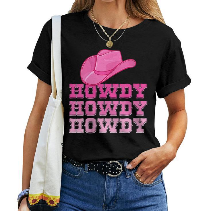 Girls Pink Howdy Cowgirl Western Country Rodeo Women T-shirt