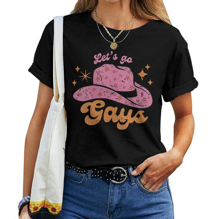 Lets Go Gays Lgbt Pride Cowboy Hat Retro Gay Rights Ally Women T-shirt
