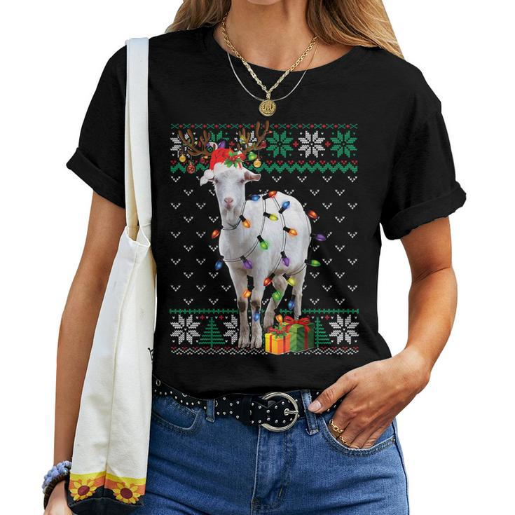 Goat Christmas Ugly Sweater Reindeer Christmas Pajama Farm Women T-shirt
