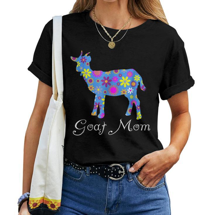 Goat Mom Saying Cute Floral Goat Lover Women T-shirt