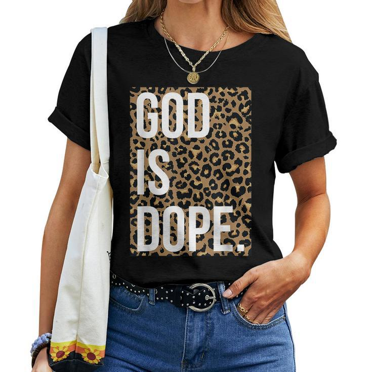 God Is Dope Leopard  Women T-shirt Short Sleeve Graphic