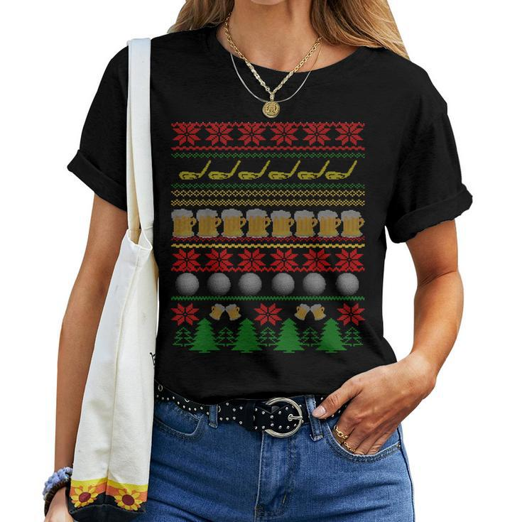 Golf And Beer Ugly Christmas Sweater Holiday Women T-shirt