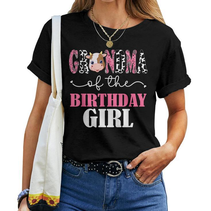 Grandma Of The Birthday For Girl Cow Farm 1St Birthday Cow Women T-shirt