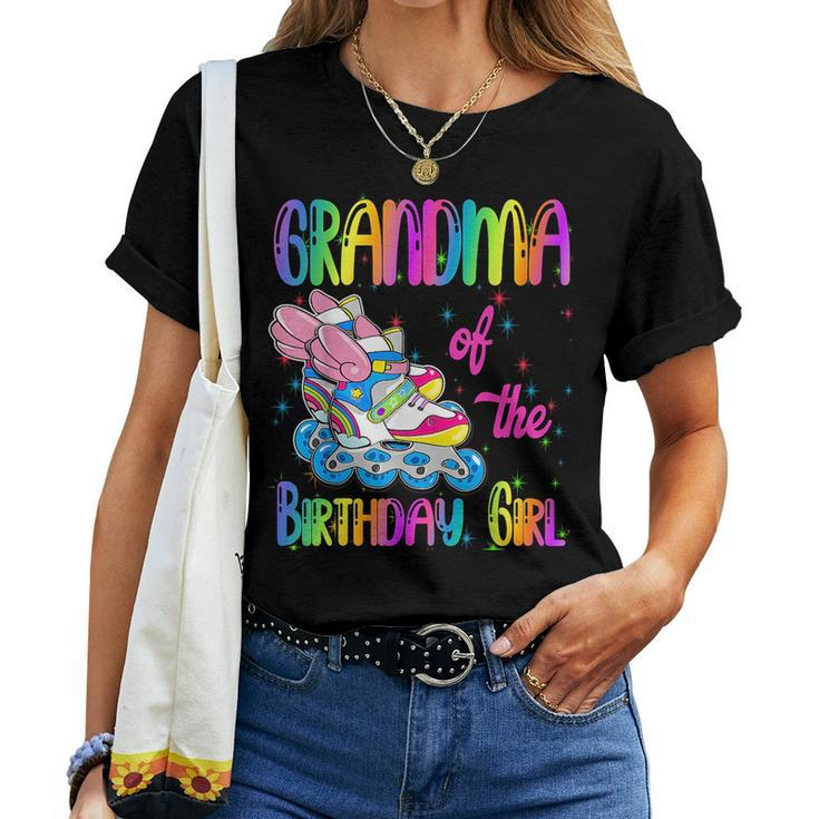 Grandma Of The Birthday Girl Rolling Skate Family Party Women T-shirt