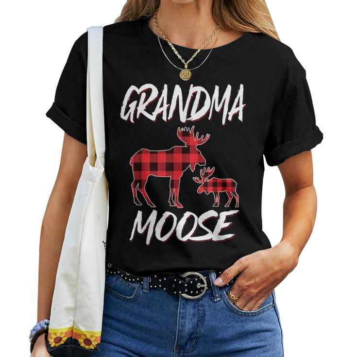 Grandma Moose Red Plaid Buffalo Matching Family Pajama Women T-shirt