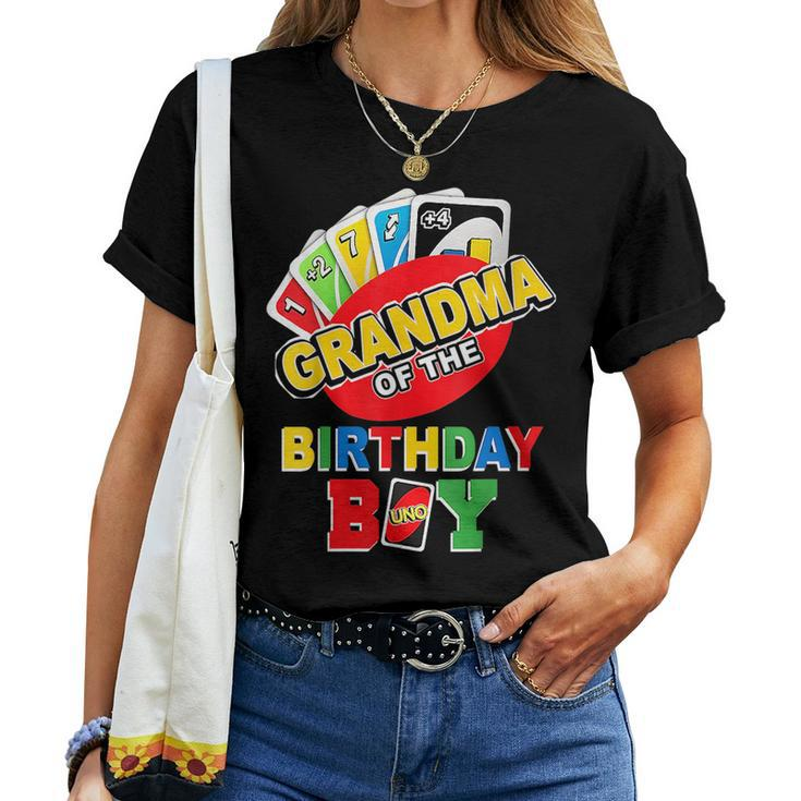 Grandma Of The Birthday Boy  Uno Mommy Mama 1St  Women T-shirt Crewneck Short Sleeve Graphic