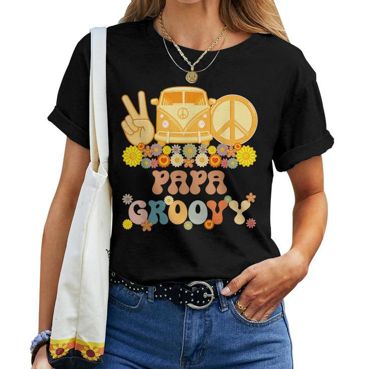 Groovy Papa Hippie Peace Retro Matching Party Family Women T-shirt