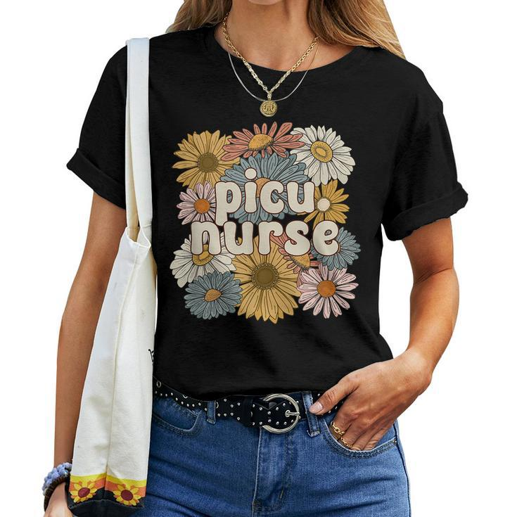 Groovy Picu Nurse Pediatric Intensive Care Unit Women T-shirt