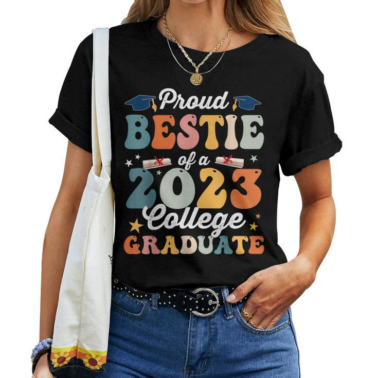 Groovy Proud Bestie Of A 2023 College Graduate Party Firend Women T-shirt