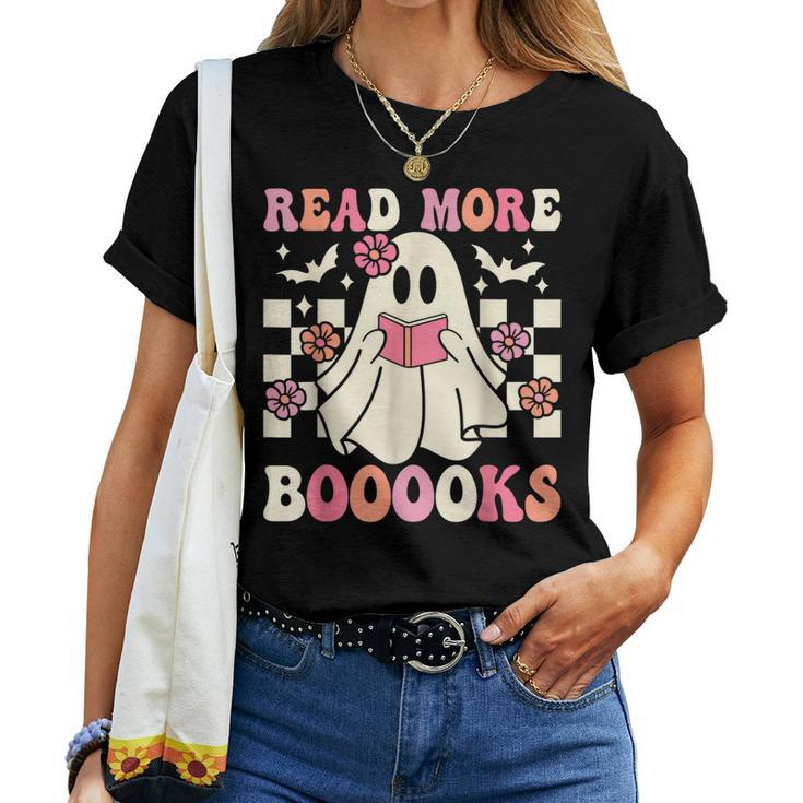 Groovy Read More Books Cute Ghost Boo Halloween Books Lover Women T-shirt