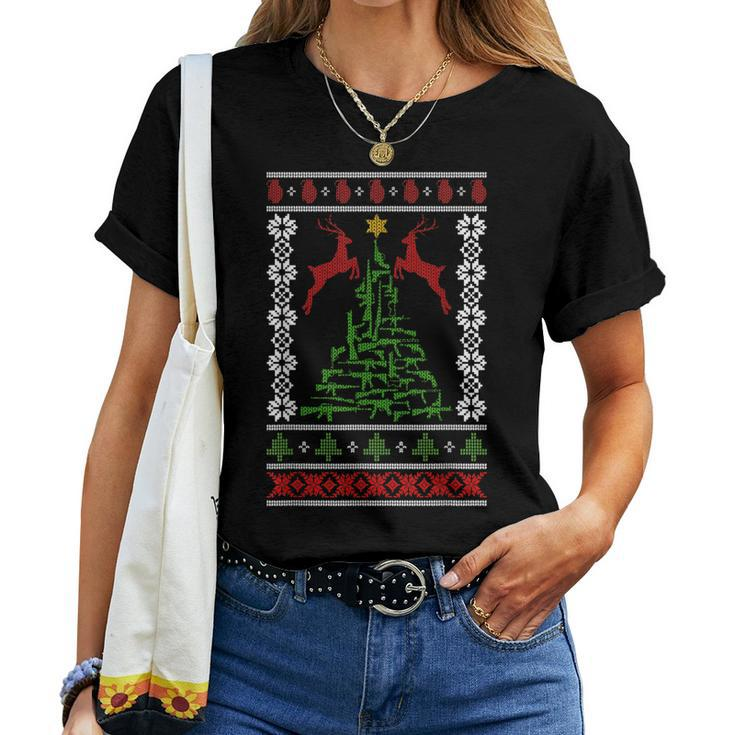 Guns Ugly Christmas Sweater Military Gun Right 2Nd Amendment Women T-shirt