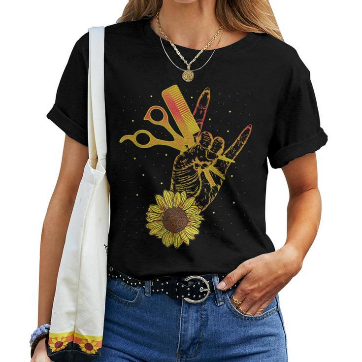 Hairstylist Sunflower Hippie Hair Salon Women T-shirt