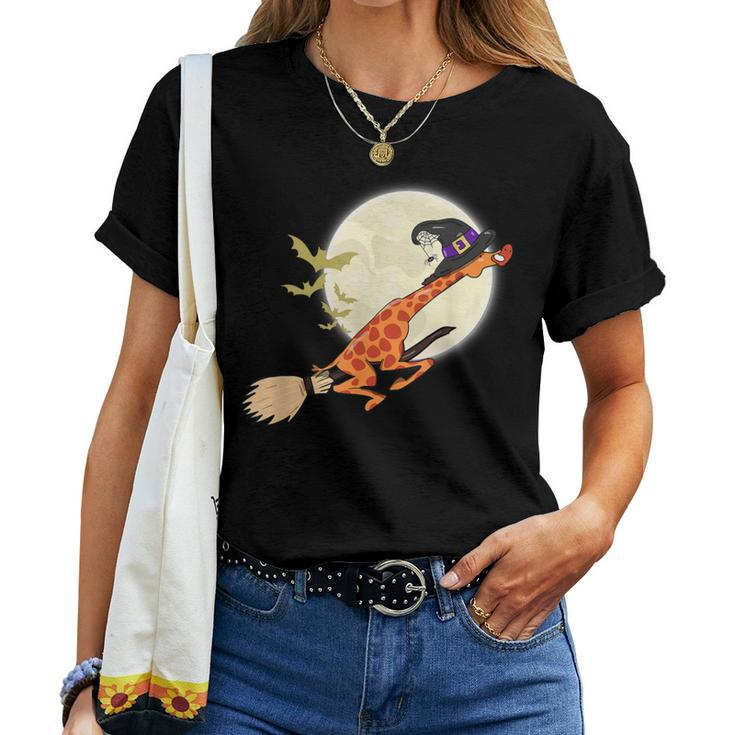 Halloween Costume Giraffe Ride Witch Shotgun Women T-shirt