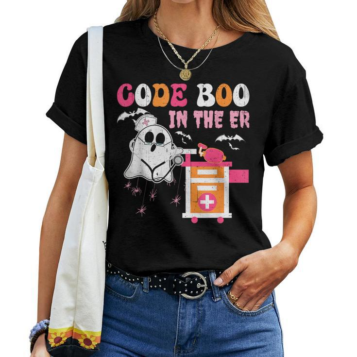 Halloween Er Costume Code Boo In The Er Nurse Crew Ghost Women T-shirt