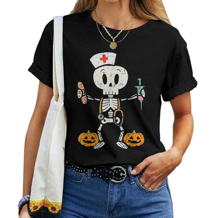 Halloween Nicu Nurse Skeleton Scrub Top Costume Women T-shirt
