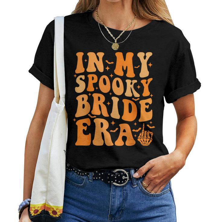 Halloween In My Spooky Bride Era Groovy Wedding Bachelorette Women T-shirt