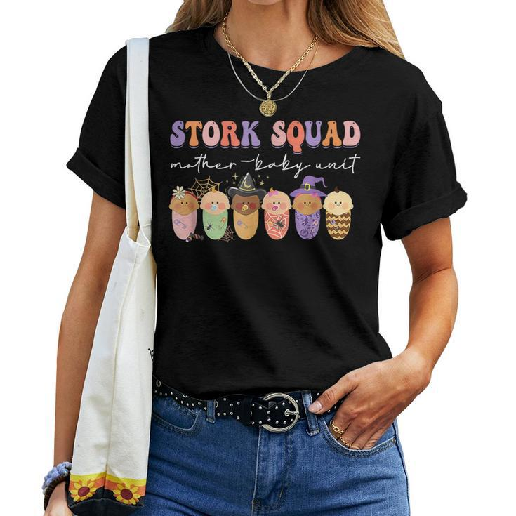 Halloween Stork Squad Mother-Baby Unit Nicu Nurse Costume Women T-shirt