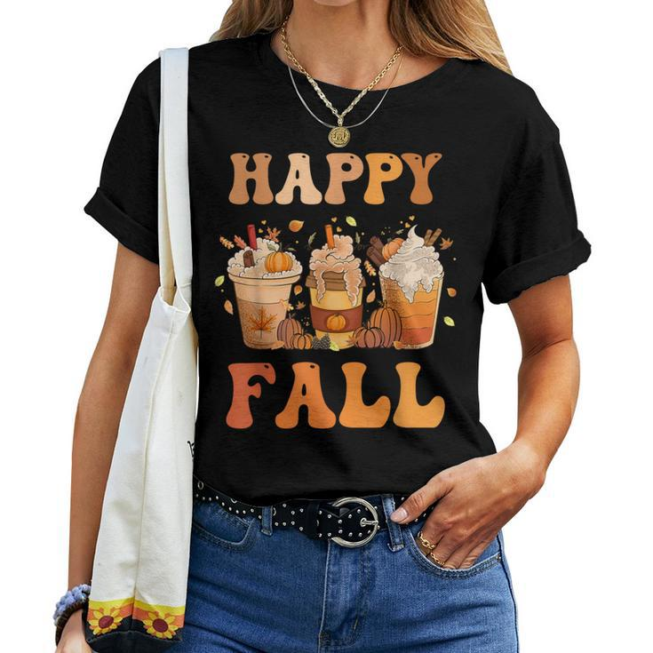 Happy Fall Y'all Autumn Halloween Pumpkin Spice Latte Women T-shirt
