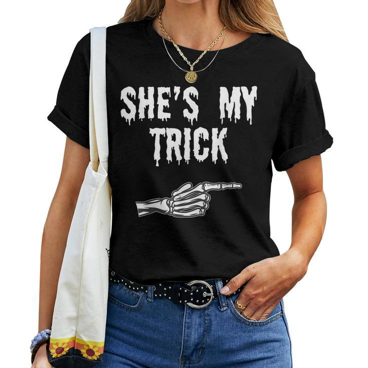 His Her Matching Halloween Costume Women Funny Couples  Gift For Mens Gift For Women Women Crewneck Short T-shirt
