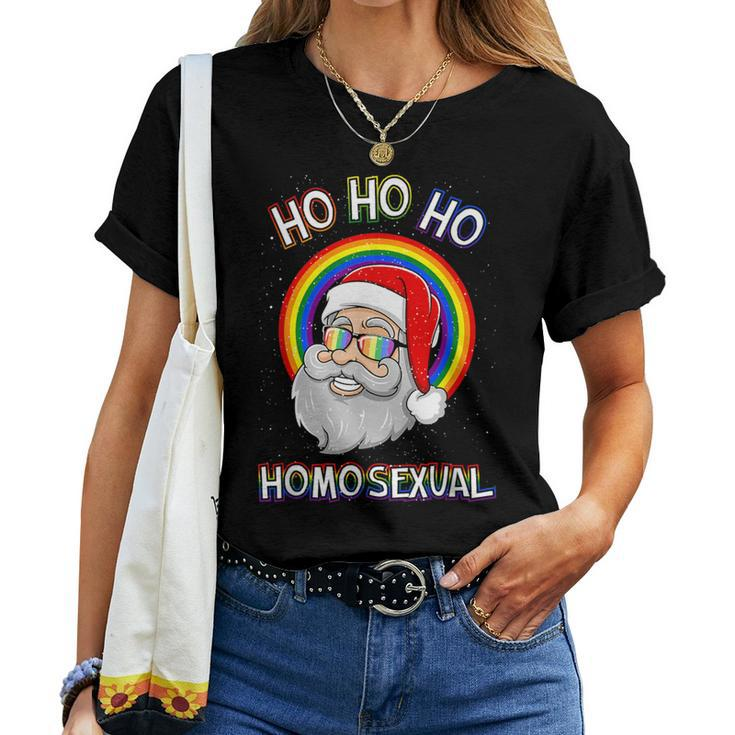 Ho Ho Ho Homosexual Holigays Lgbt Ugly Christmas Sweater Women T-shirt