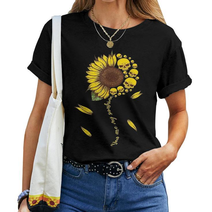 Horror Skulls Yellow Sunflower You Are My Sunshine Sunflower Women T-shirt