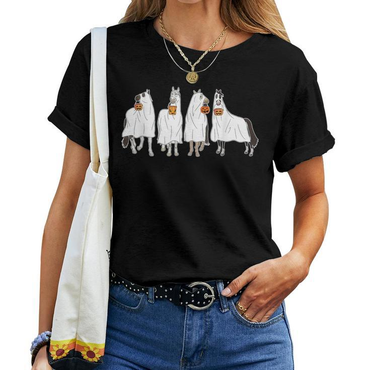 Horse Sheet Ghost Horse Costume Cowboy Western Halloween Women T-shirt