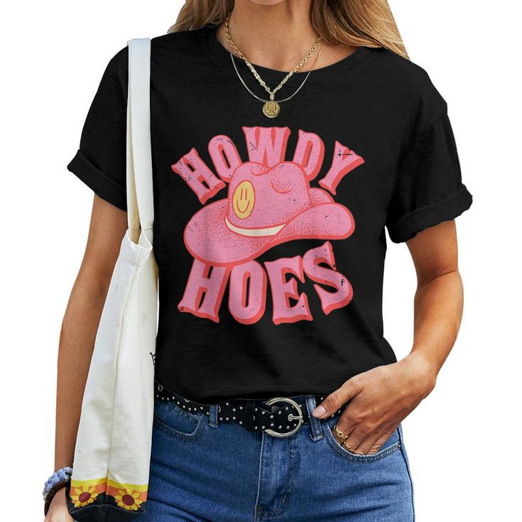 Howdy Hoes Pink Retro Cowboy Cowgirl Western Women T-shirt
